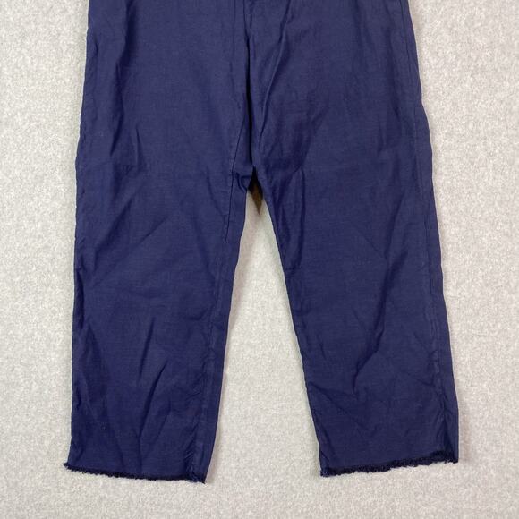 Frank & Eileen Womens 12 Navy Blue Kinsale Cotton Linen Blend Pants - Picture 3 of 9
